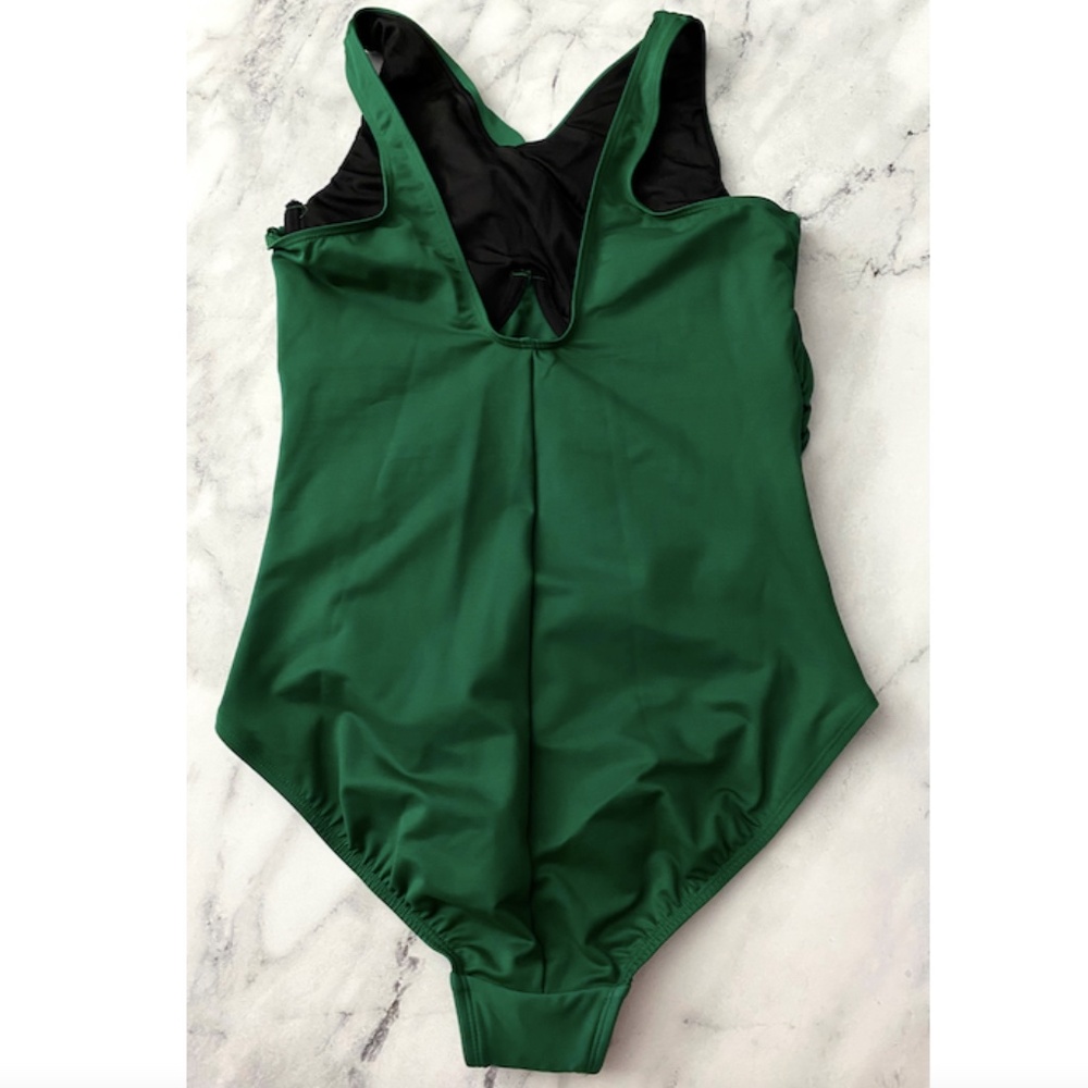 Miraclesuit Deep Green Draped One-Piece Swimsuit - Picture 3 of 5
